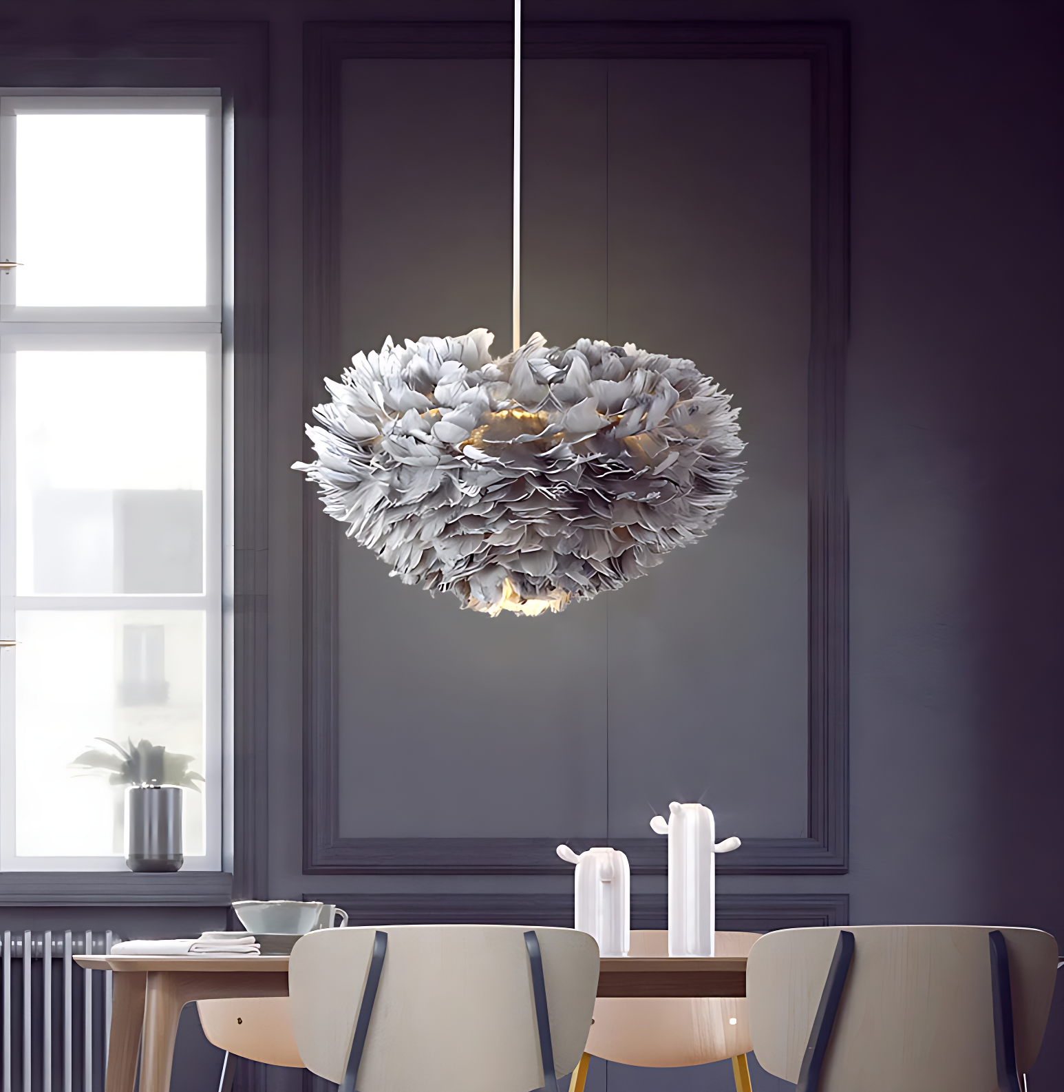 Lustre Plume Gris