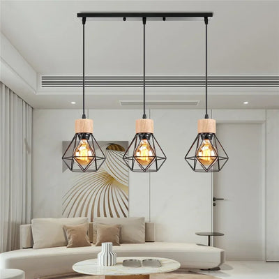 Lustre Suspension Bois Et Métal
