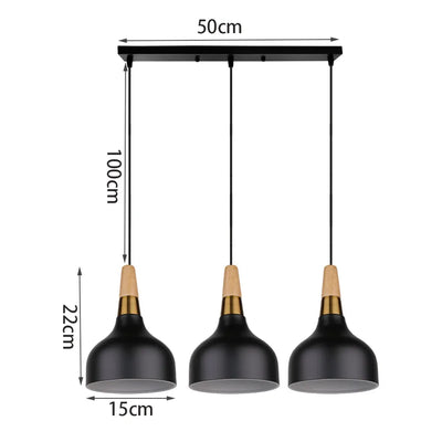 Lustre Suspension Bois Et Noir