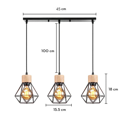 Lustre Suspension Bois Et Métal