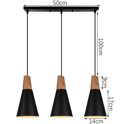 Lustre Suspension Bois Et Noir