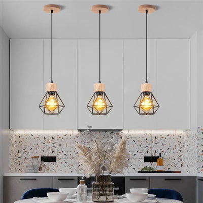 Lustre Suspension Bois Et Métal