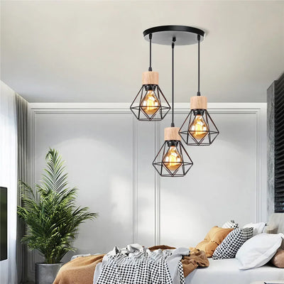 Lustre Suspension Bois Et Métal