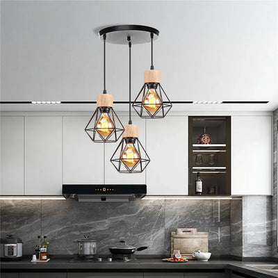 Lustre Suspension Bois Et Métal