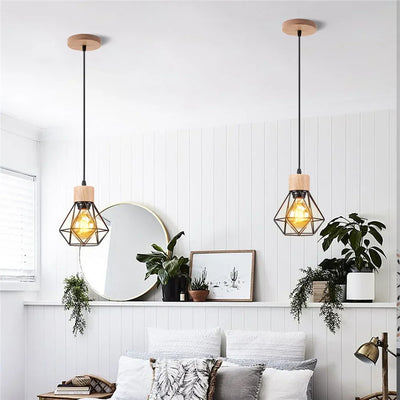 Lustre Suspension Bois Et Métal