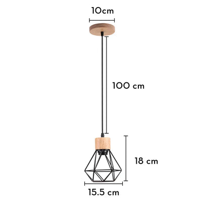 Lustre Suspension Bois Et Métal