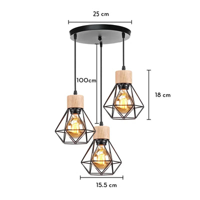 Lustre Suspension Bois Et Métal